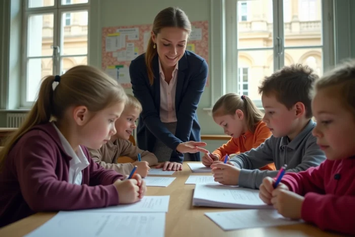 Enfants d école primaire à Versailles en classe