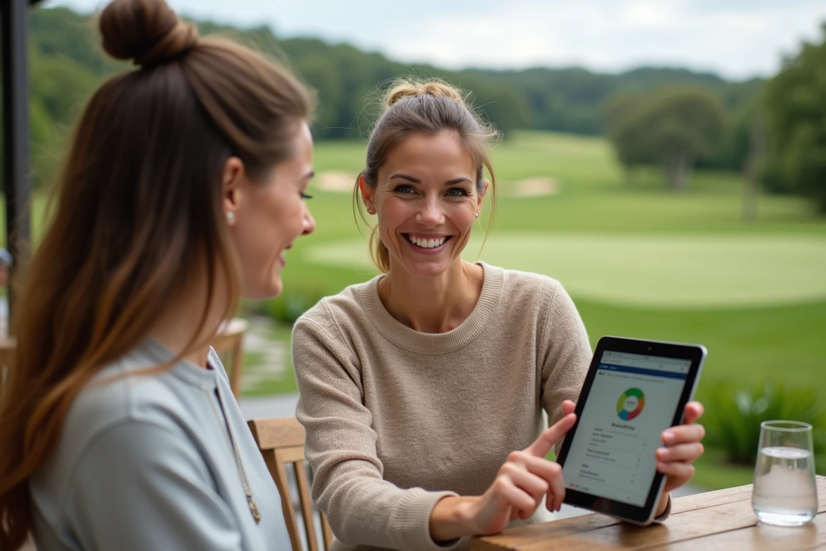 Femme souriante montrant l