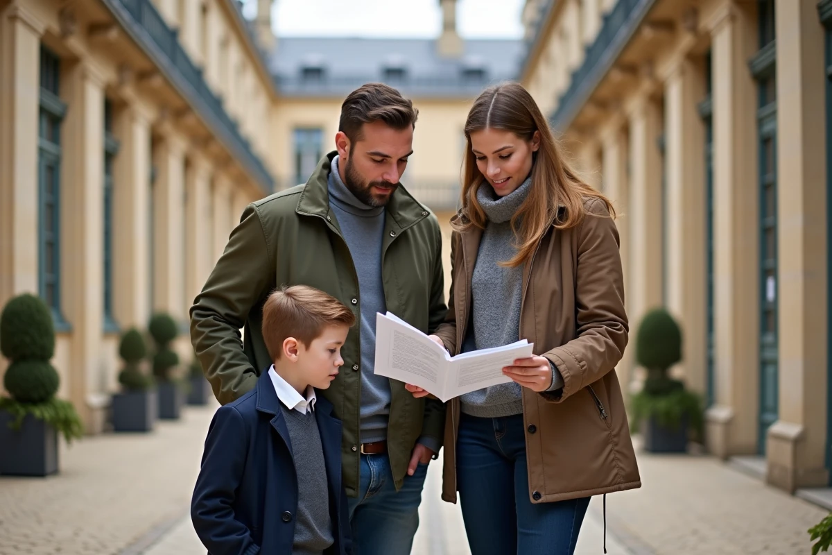 Parents regardent le bulletin scolaire de leur enfant